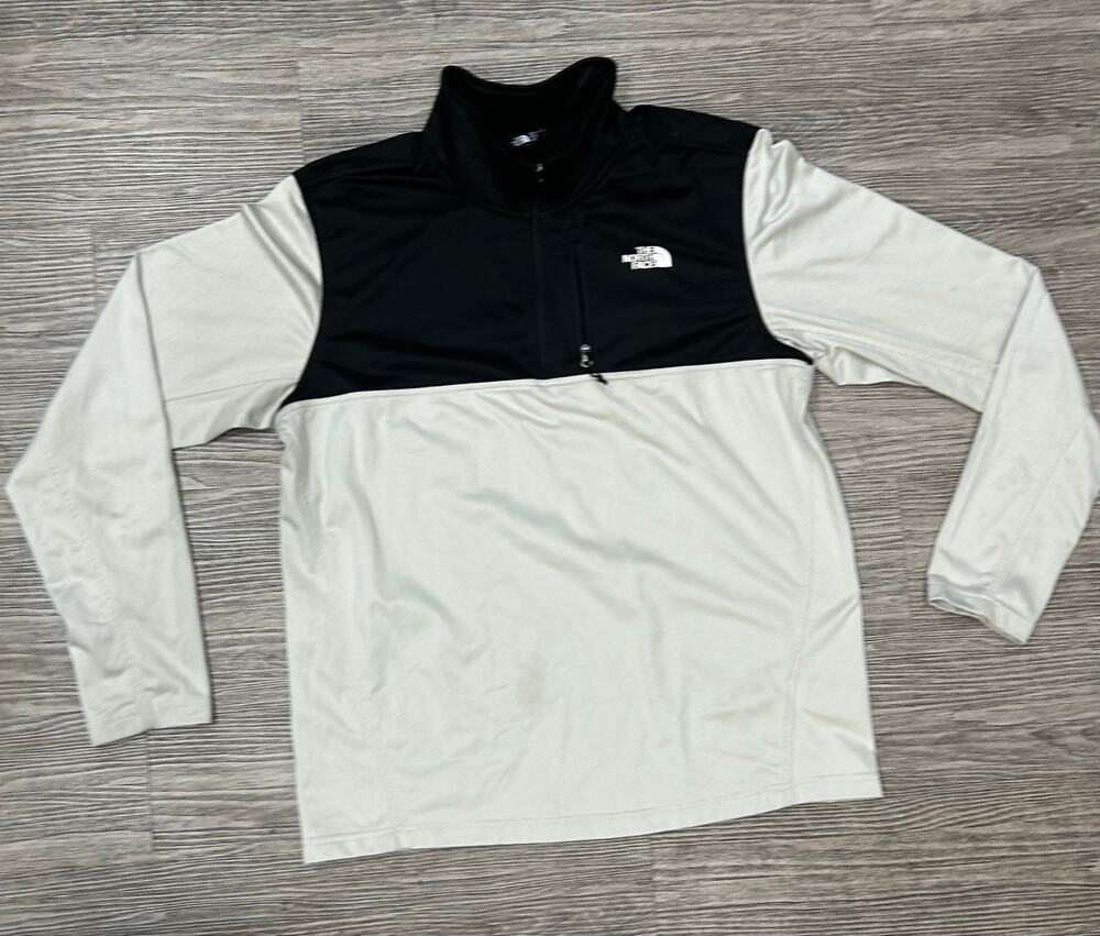The North Face 1/4 Zip Pullover Jacket Mens Large Black Gray Colorblock Outdoor